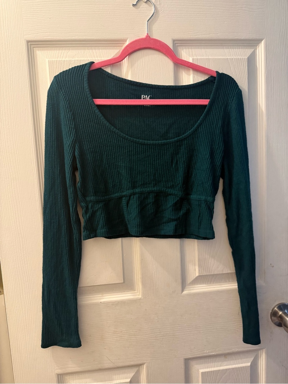 PacSun Teal Ribbed Long-Sleeve Crop Top